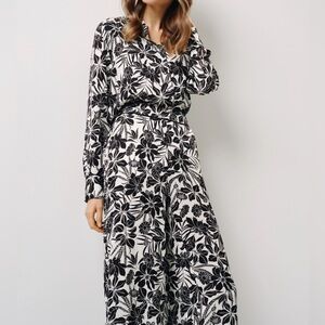 OCHNIK , Floral Black and White Satin shirt, SM , NWT